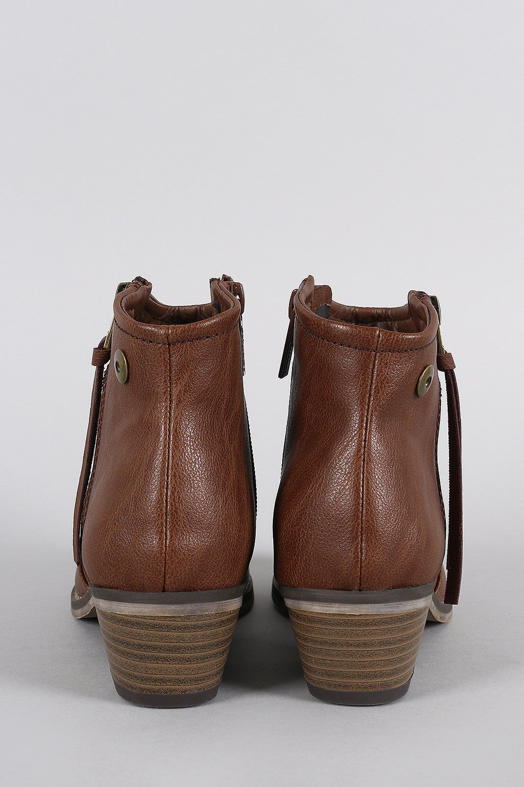 Breckelle Zipper Round Toe Cowgirl Ankle Boots