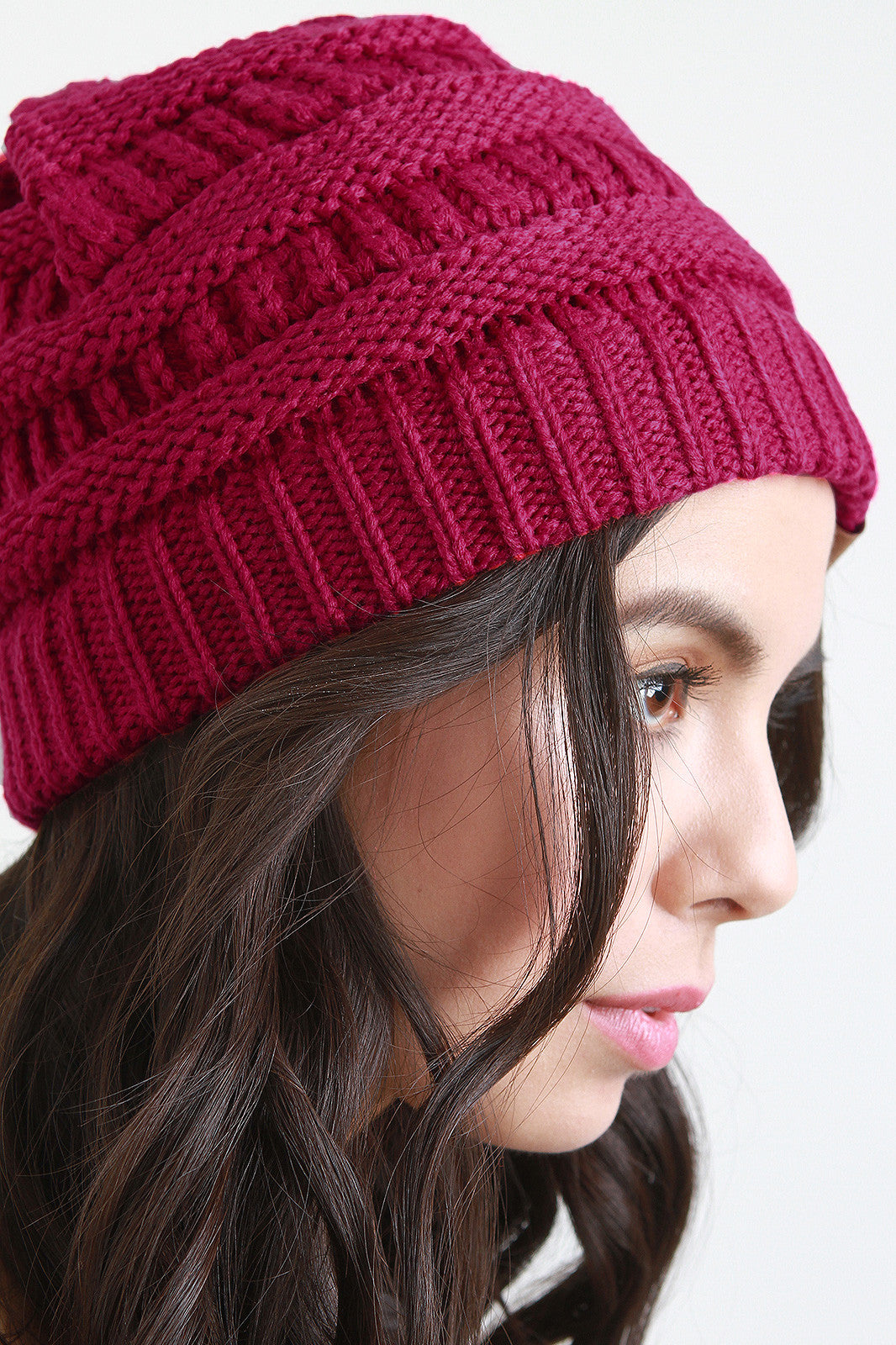 Solid Ridged Knit Beanie