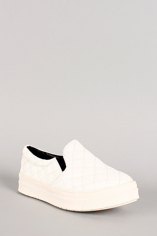 Quilted Leatherette Slip On Sneaker