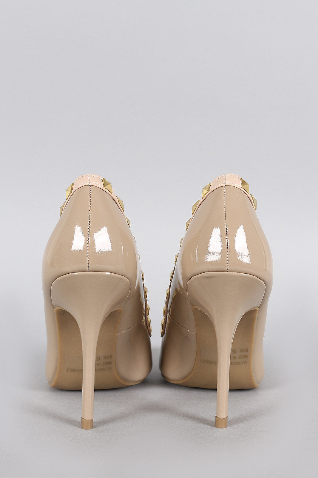 Wild Diva Lounge Patent Pyramid Studded Pointy Toe Pump