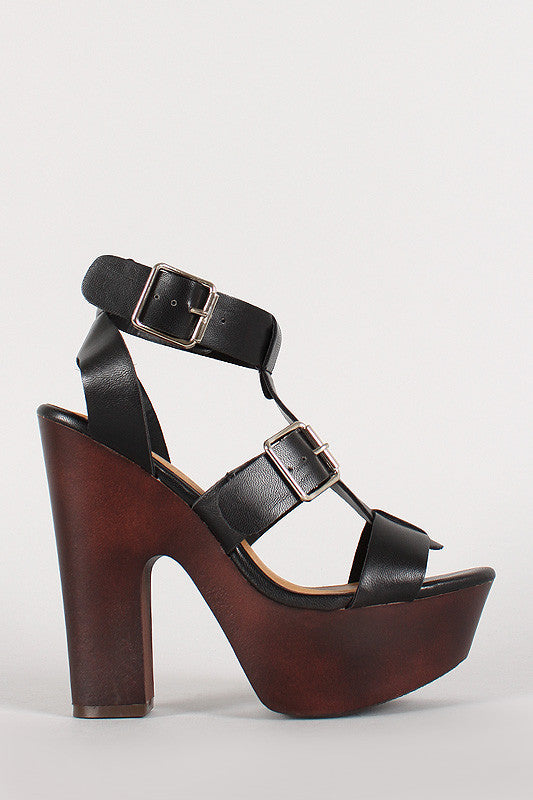 Breckelle Buckled Cage Open Toe Heel