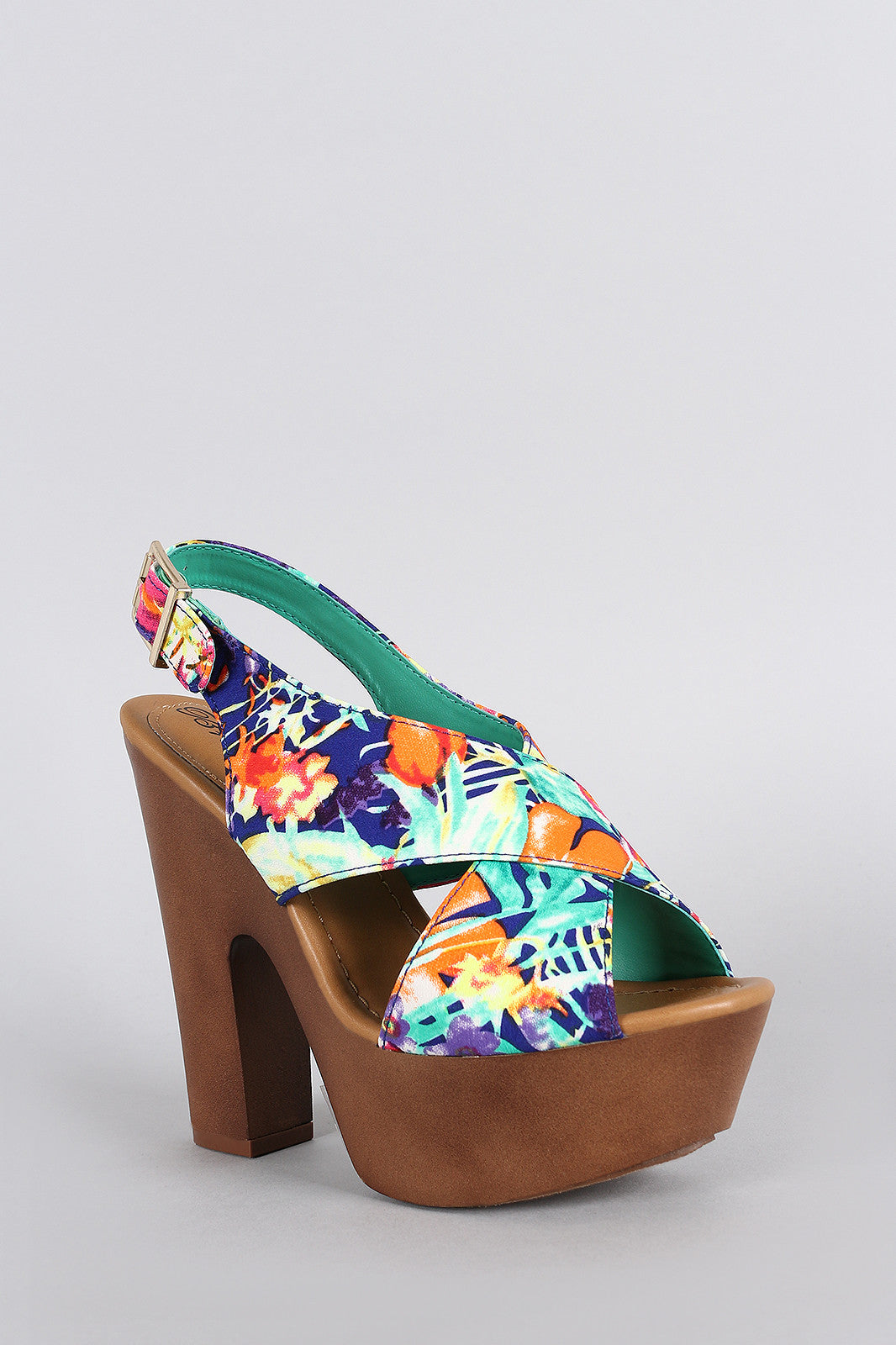 Breckelle Floral Criss Cross Slingback Heel