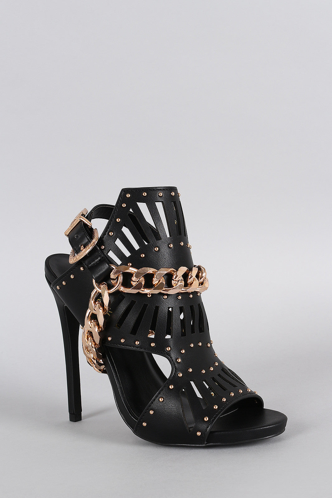 Privileged Studded Chain Open Toe Heel