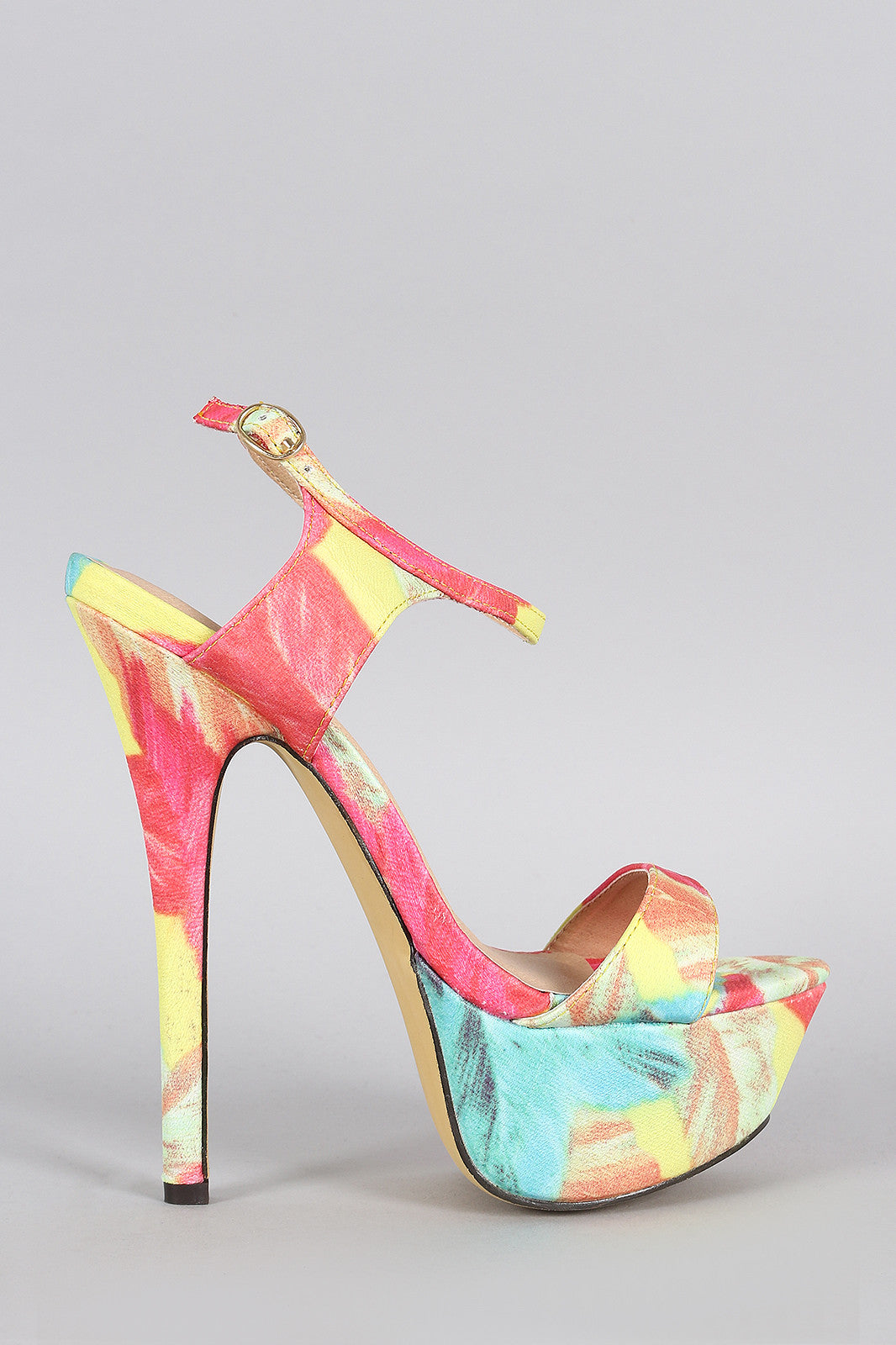 Liliana Feather Open Toe Platform Heel