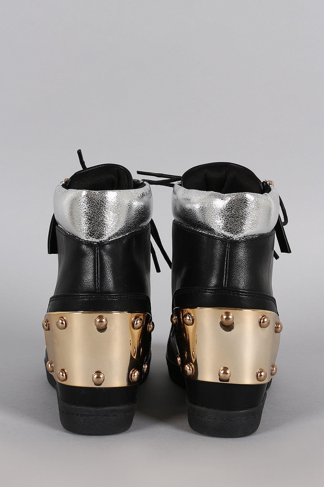 Studded High Top Lace Up Wedge Sneaker