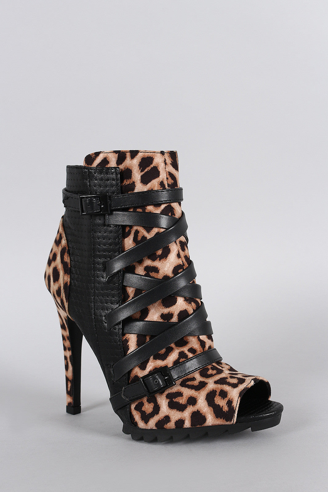 Qupid Modern Attitude Leopard Bootie