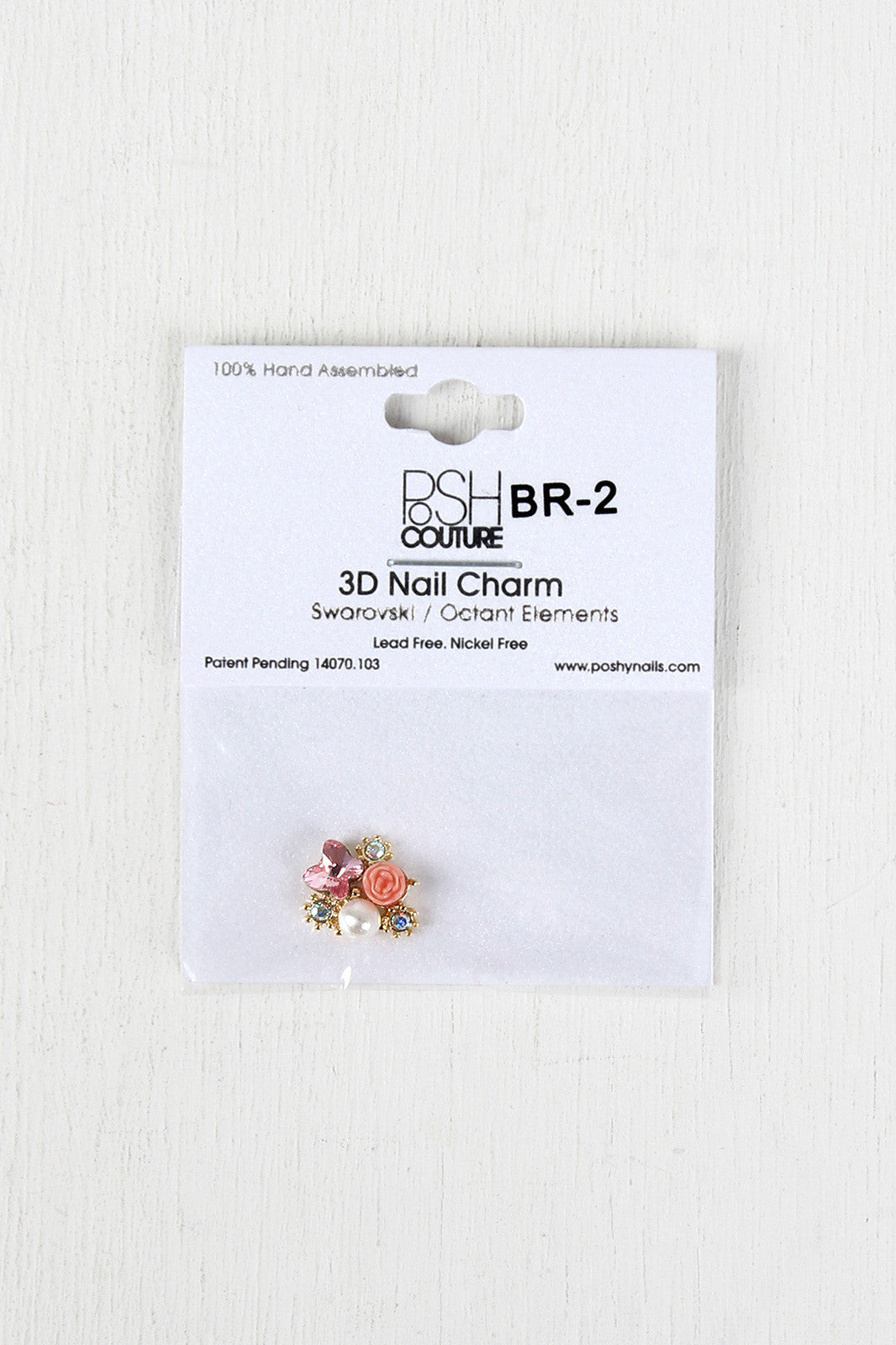 Multicolor Rosebud and Butterfly Cluster Reusable Nail Charm
