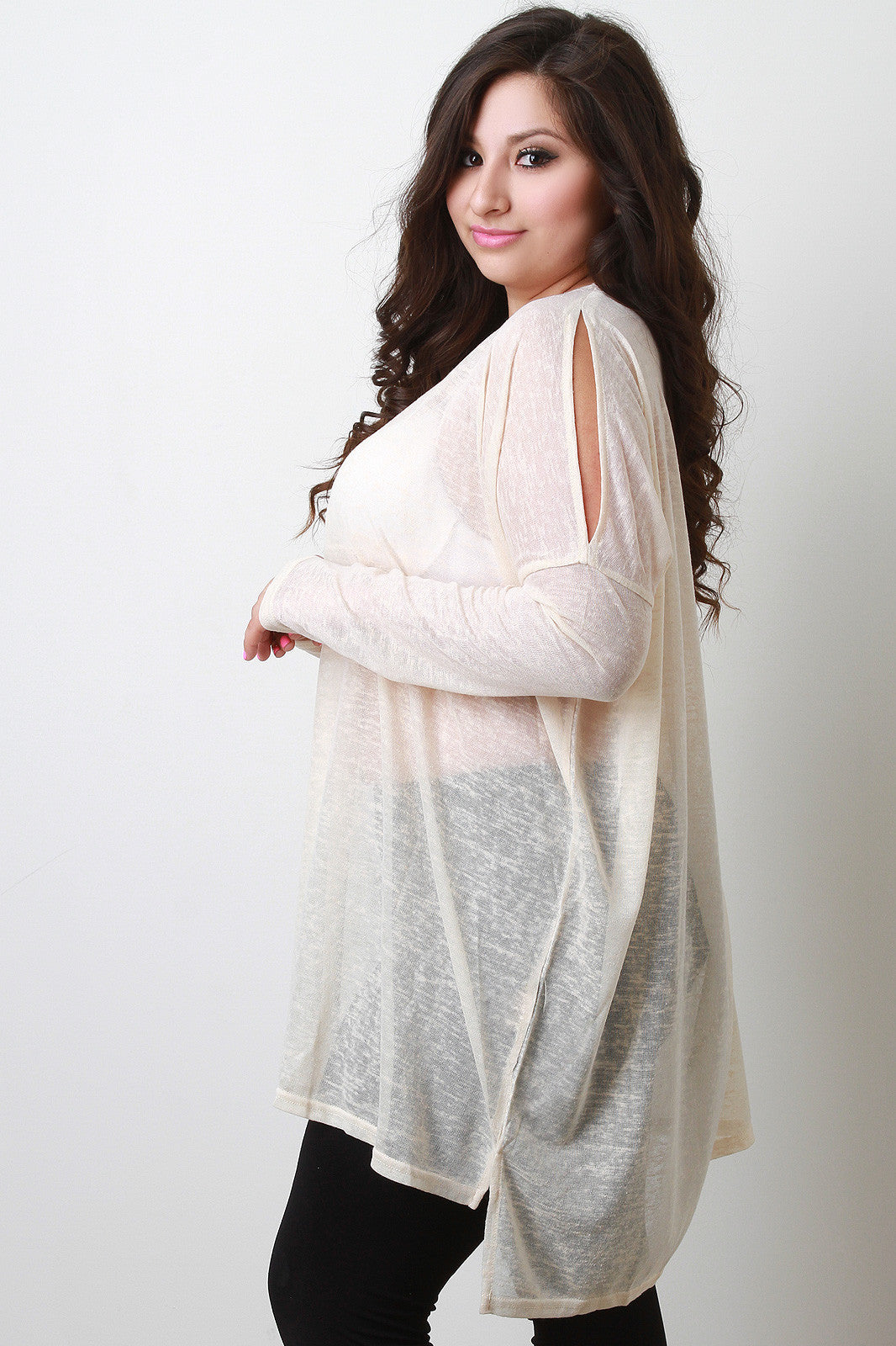 Plus Size Arm Slit Boxy Top