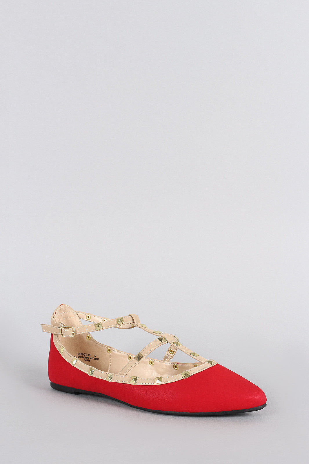 Bamboo Studded Cage Pointy Toe Flat