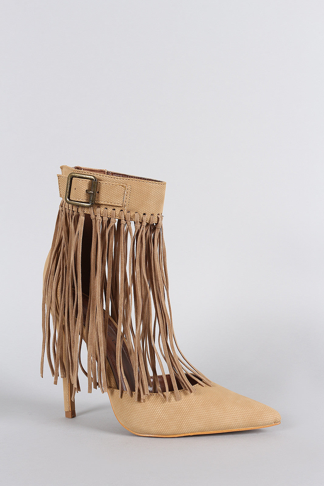 Shoe Republic LA Knotted Fringe Cuff Pointy Toe Pump