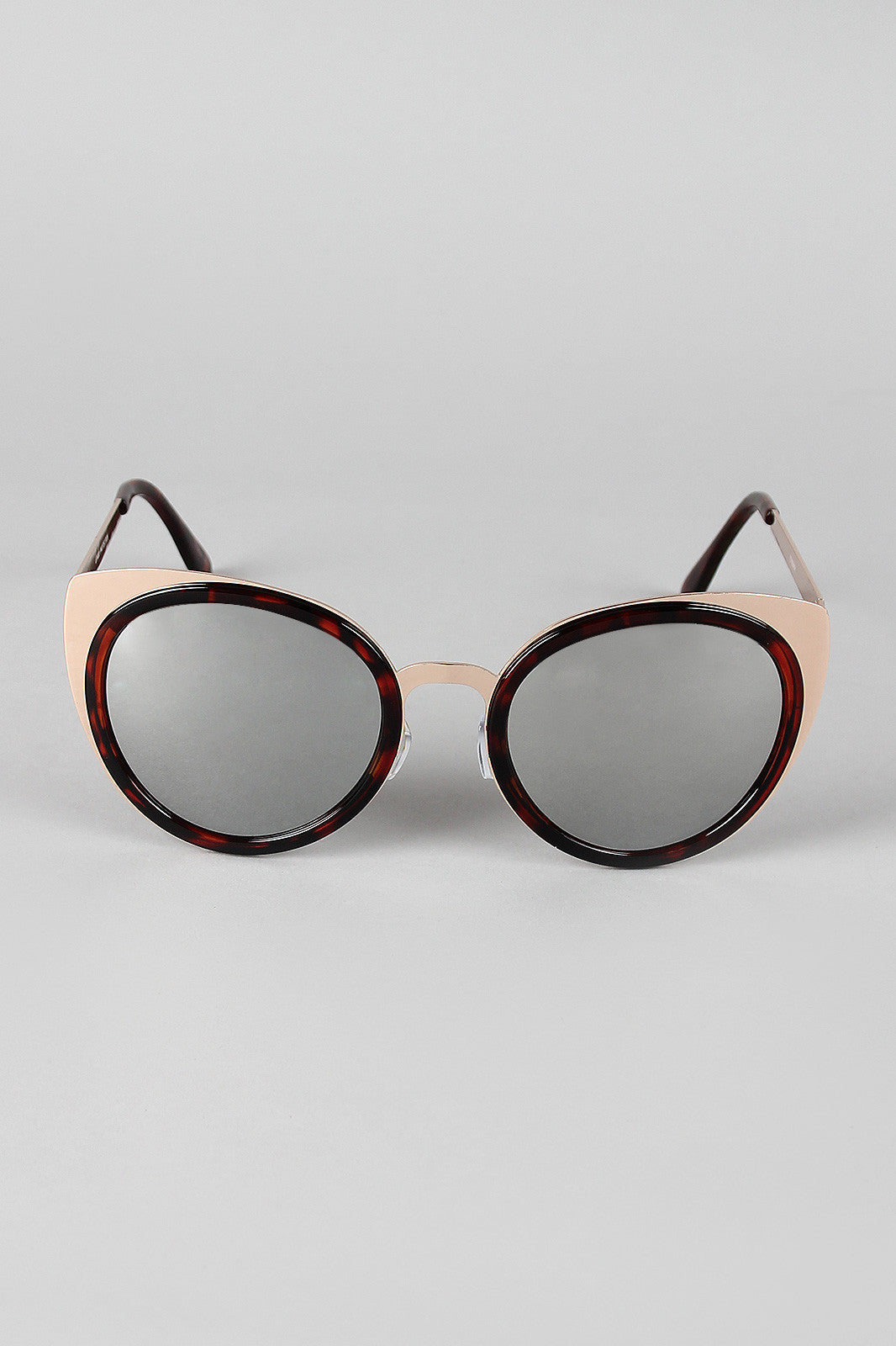 Redacted Metallic Frame Cat Eye Sunglasses