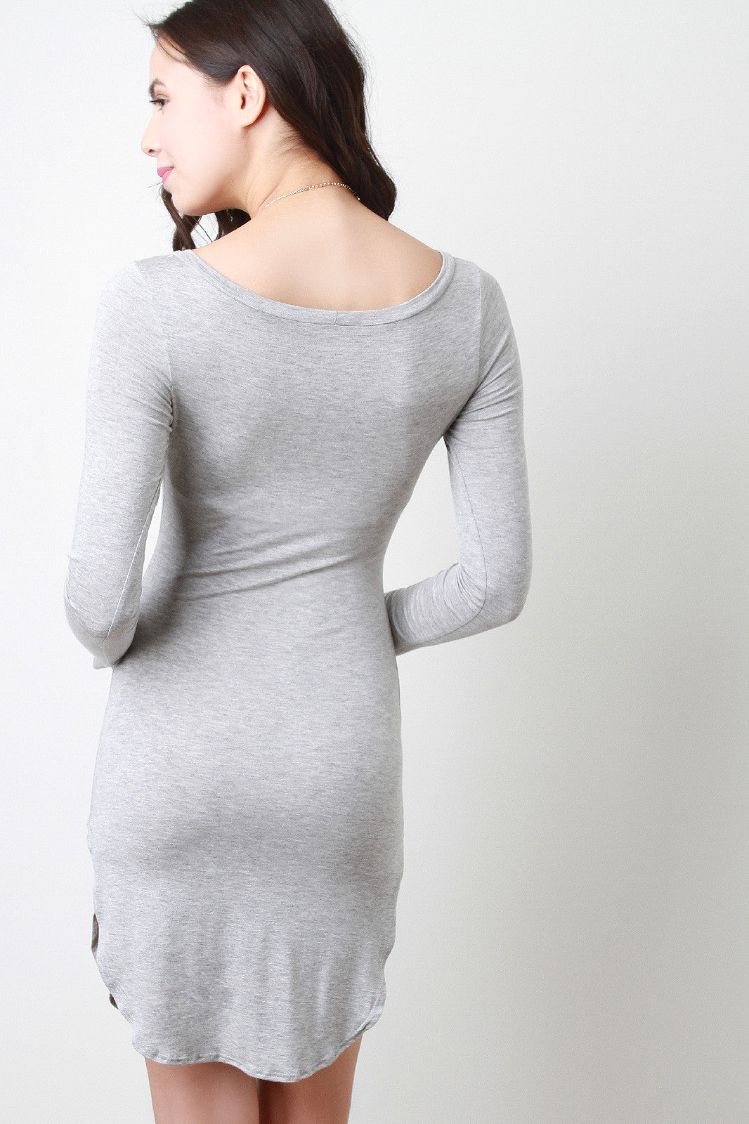 Jersey Knit Long Sleeve Mini Dress