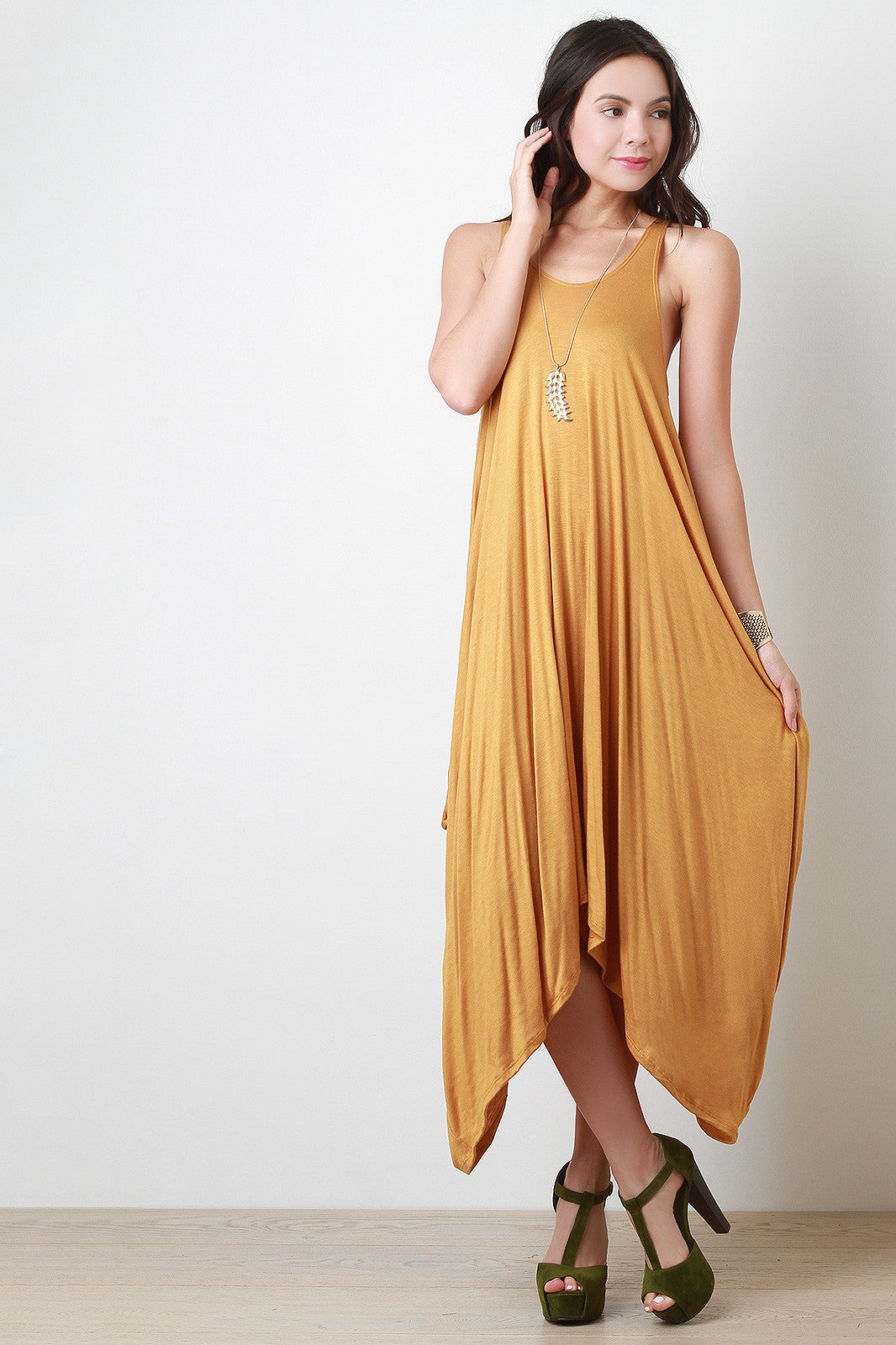 Sleeveless Drape Maxi Dress