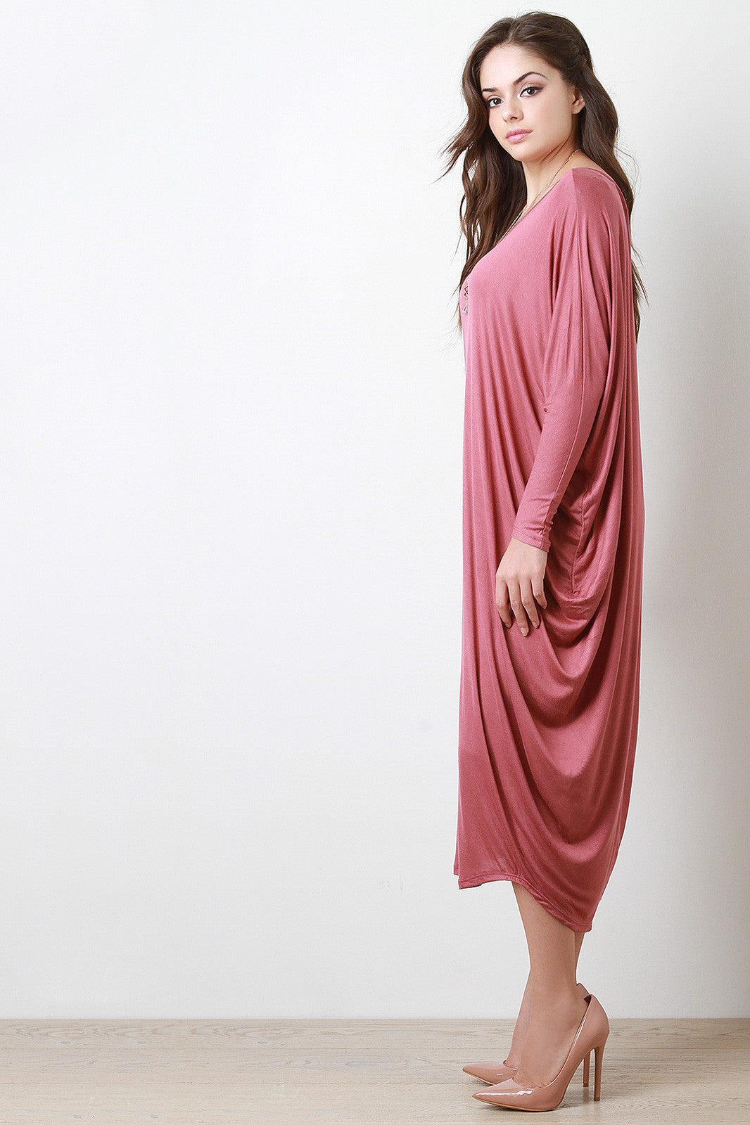 Keyhole Draping Maxi Dress