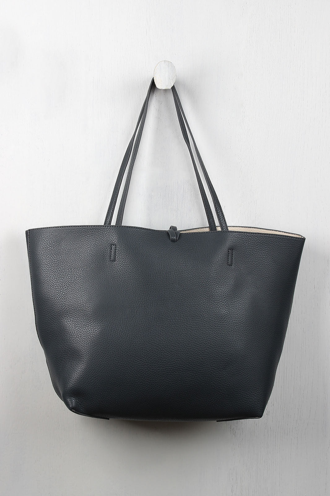 Reversible Suede And Leather Tassel Tote Bag