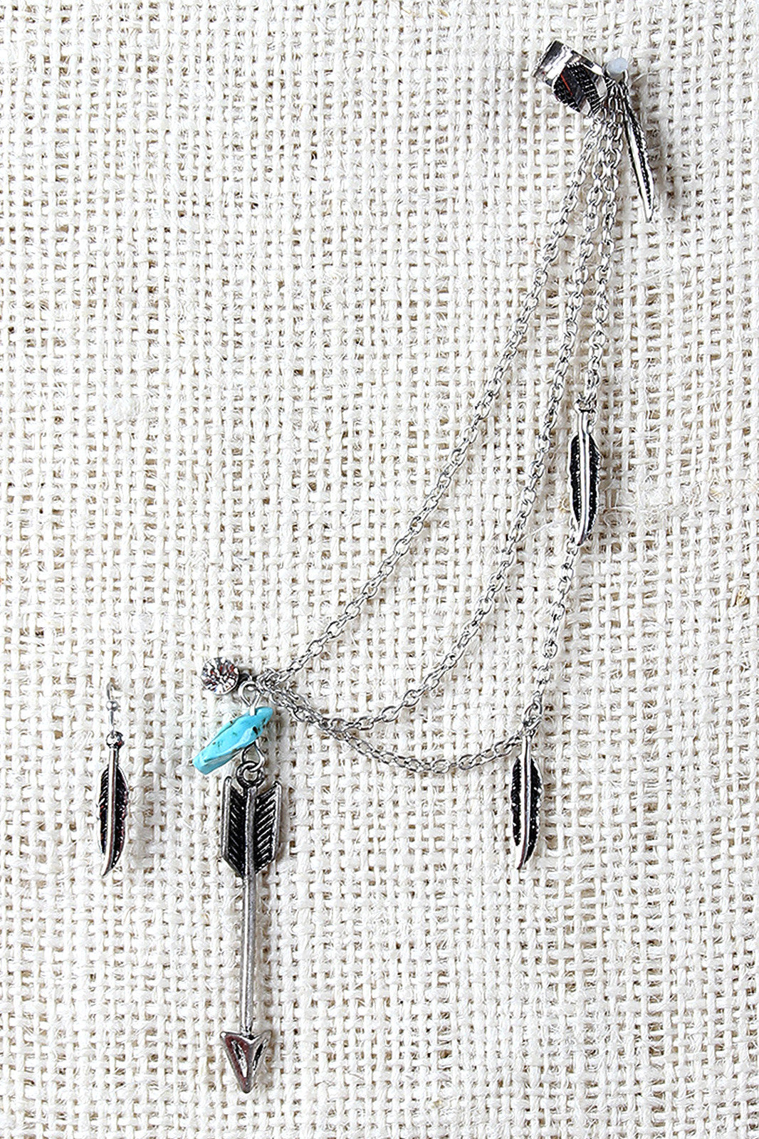 Arrow And Fletching Chained Cuff Earrings