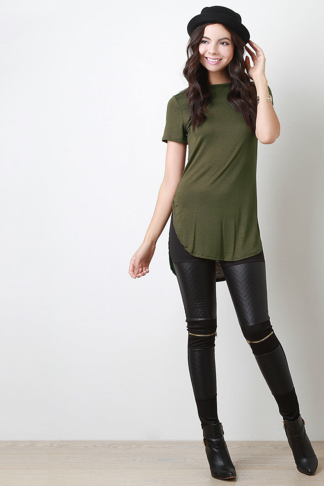 Jersey Knit Round Hem Tee