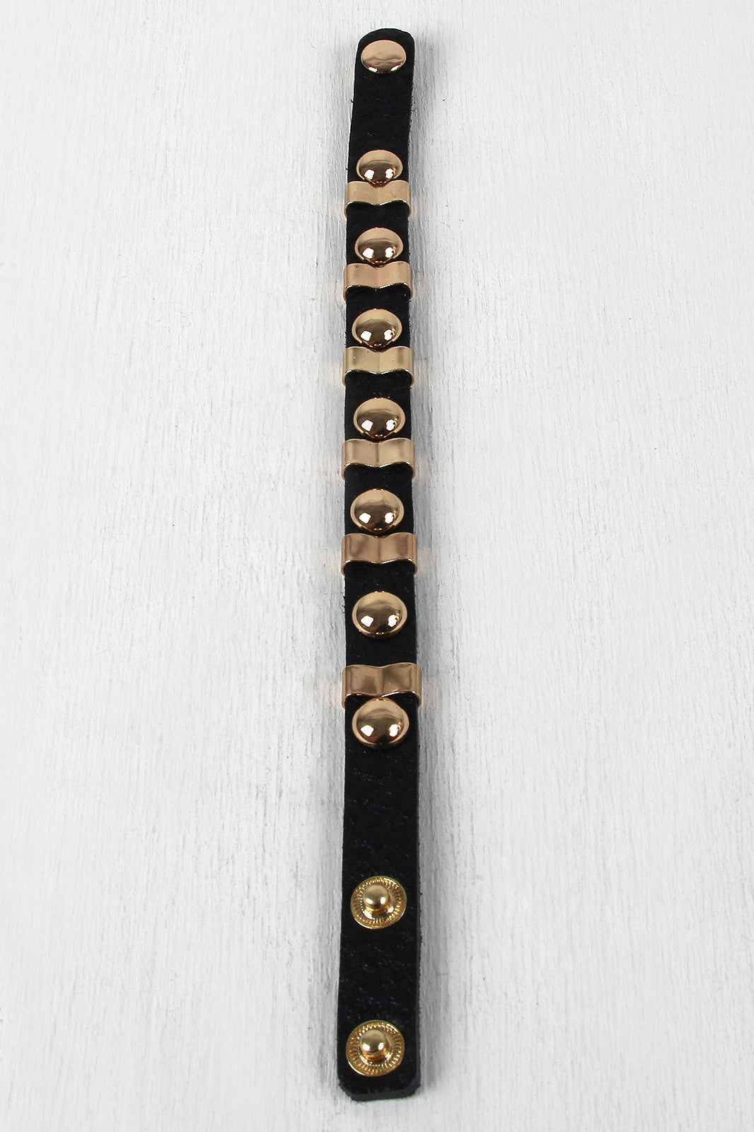 Studded Sections Vegan Leather Bracelet