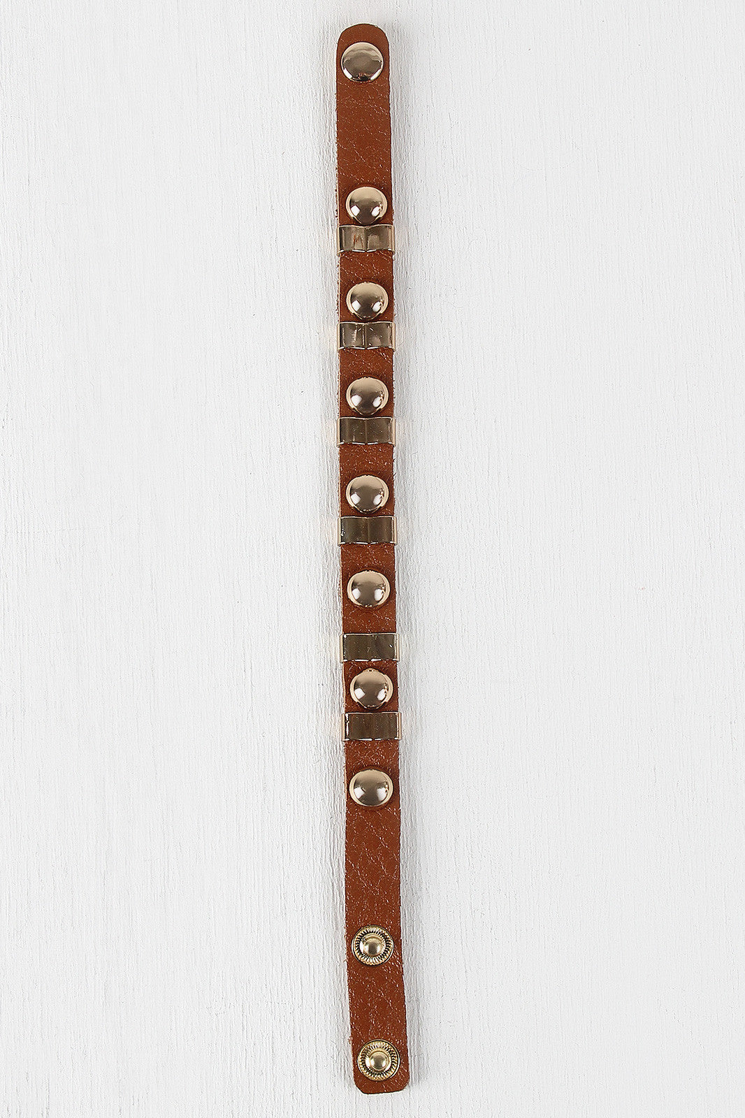 Studded Sections Vegan Leather Bracelet