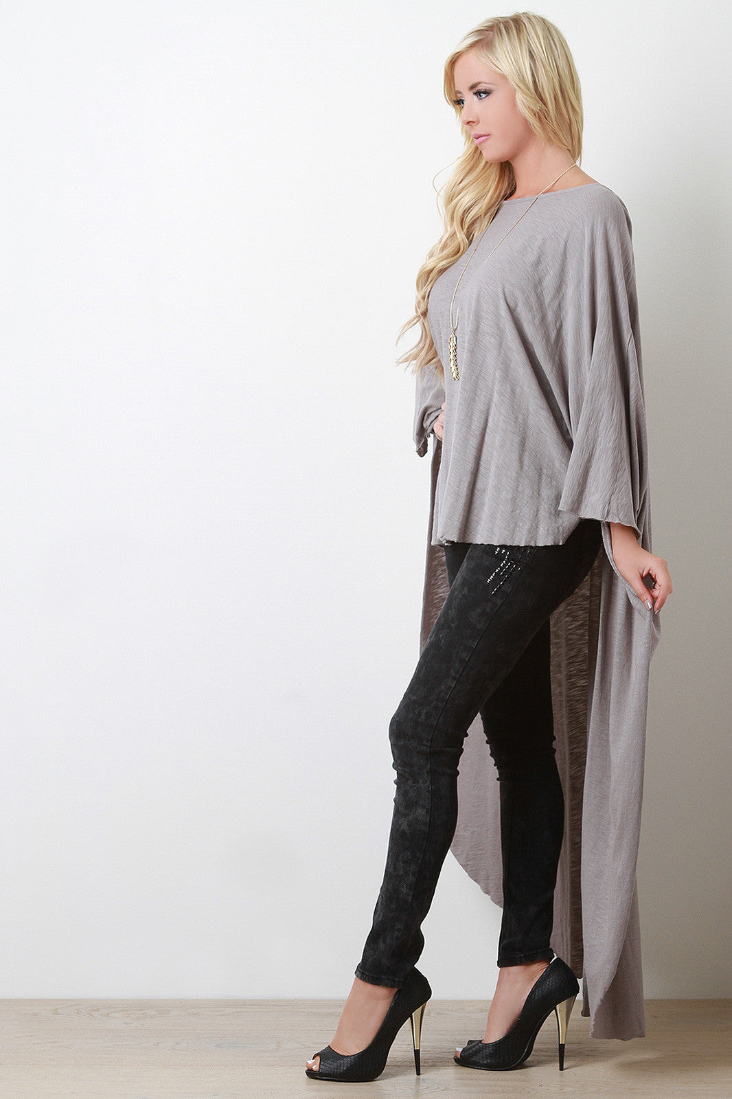 Wing Sleeve High Low Top