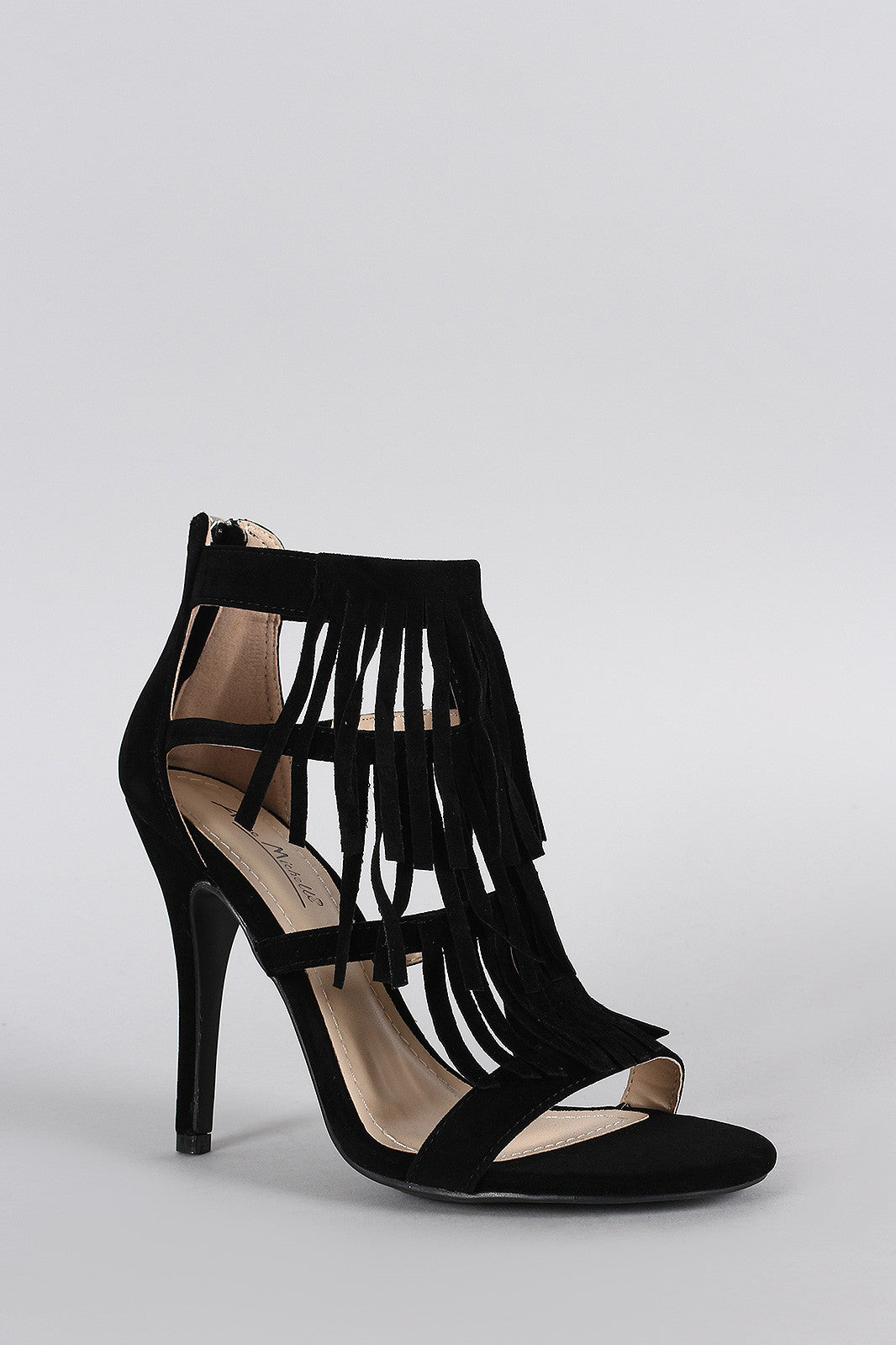 Anne Michelle Falling Fringe Open Toe Heel