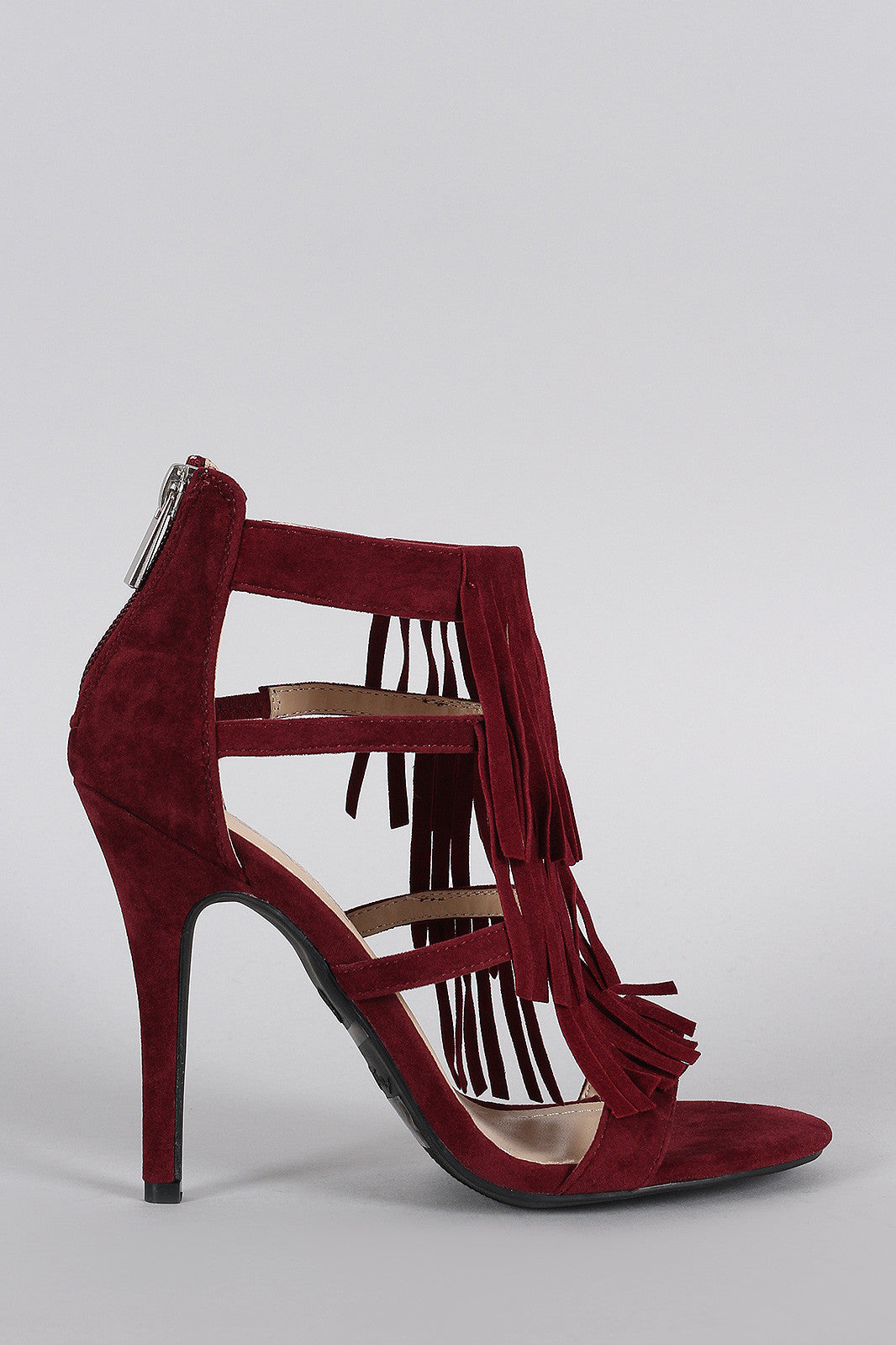 Anne Michelle Falling Fringe Open Toe Heel