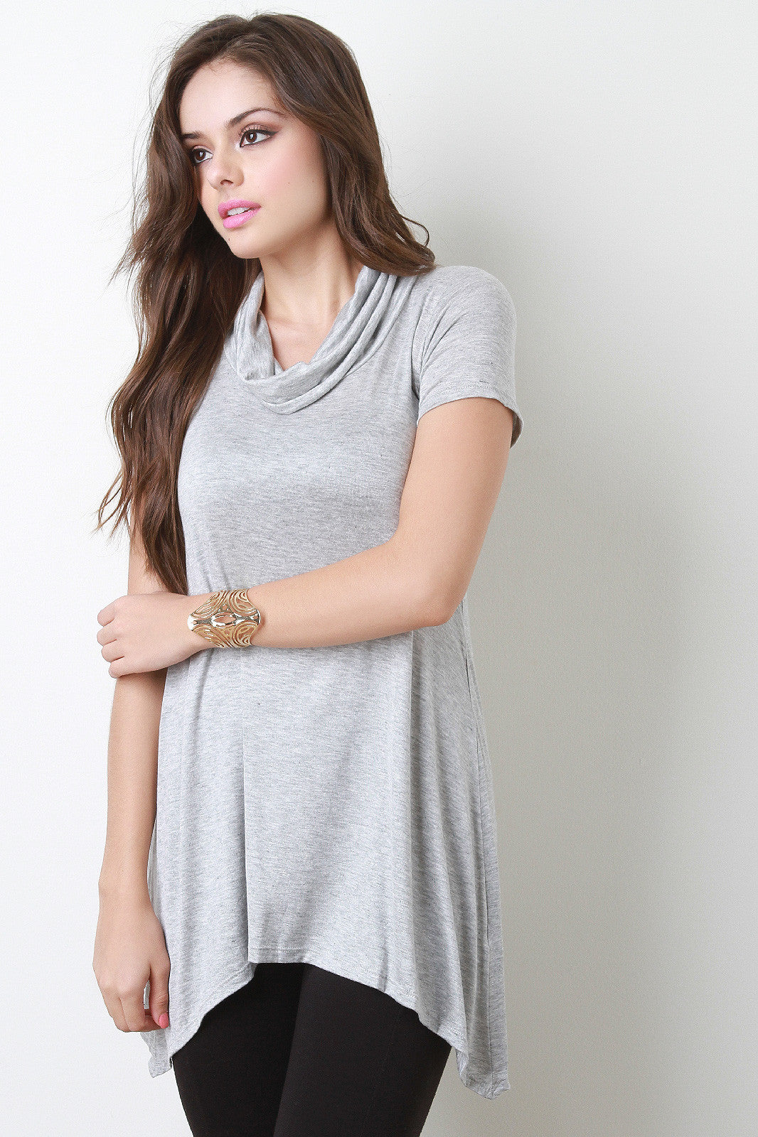 Cowl Neckline Sharkbite Top