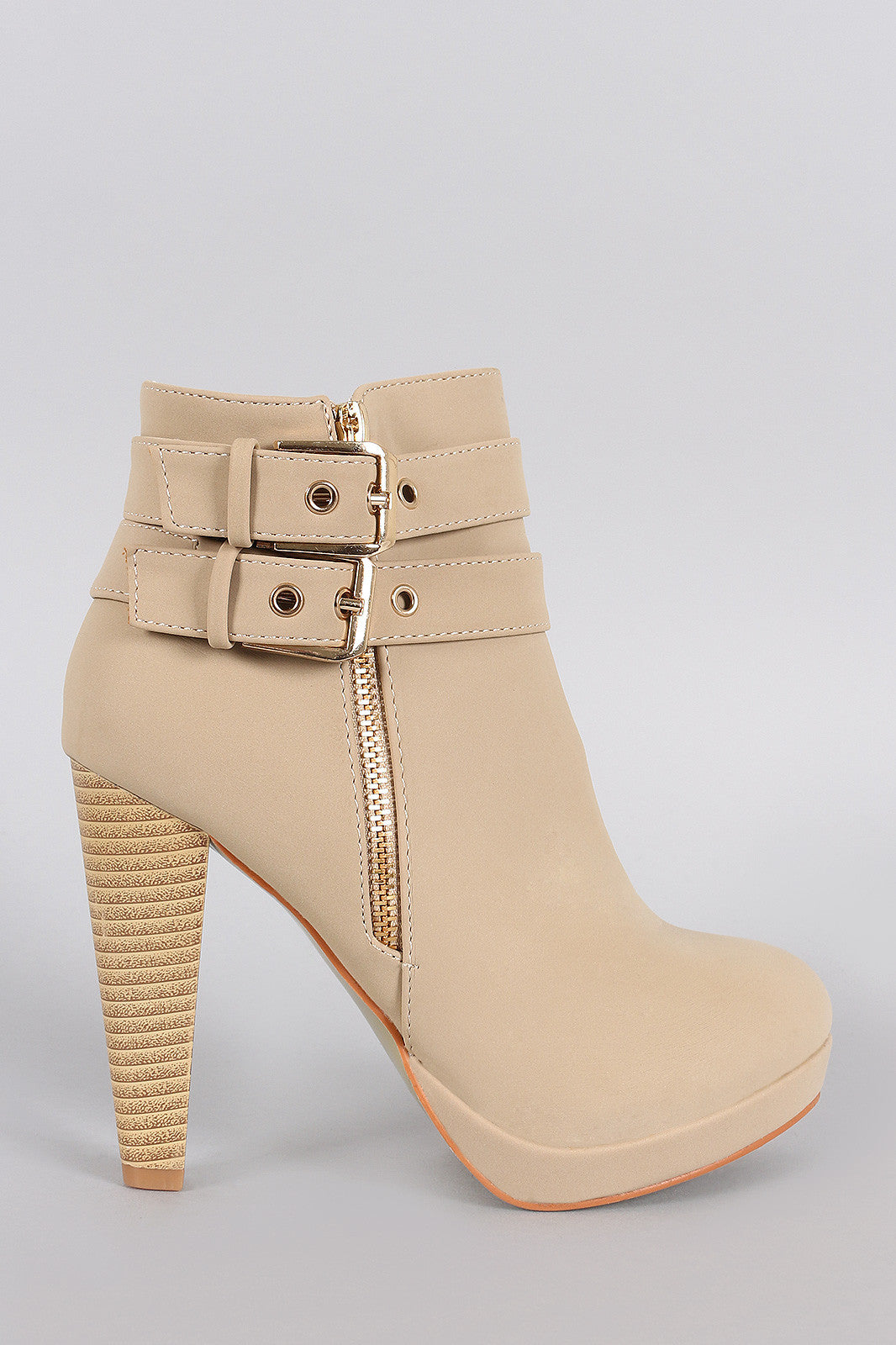 Moto Straps Platform Chunky Heel Booties