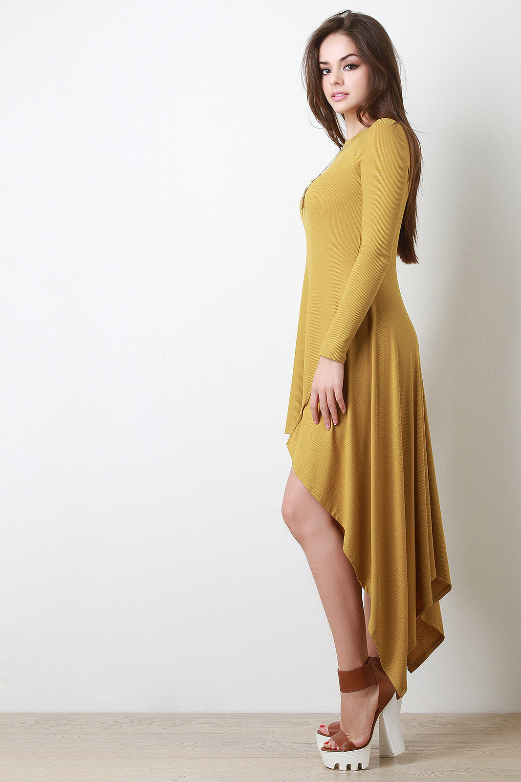 Sharkbite High Low  Maxi Dress