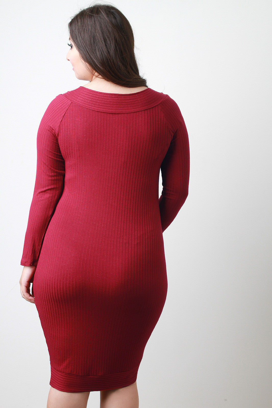 Tulip Hem Ribbed Knit Dress