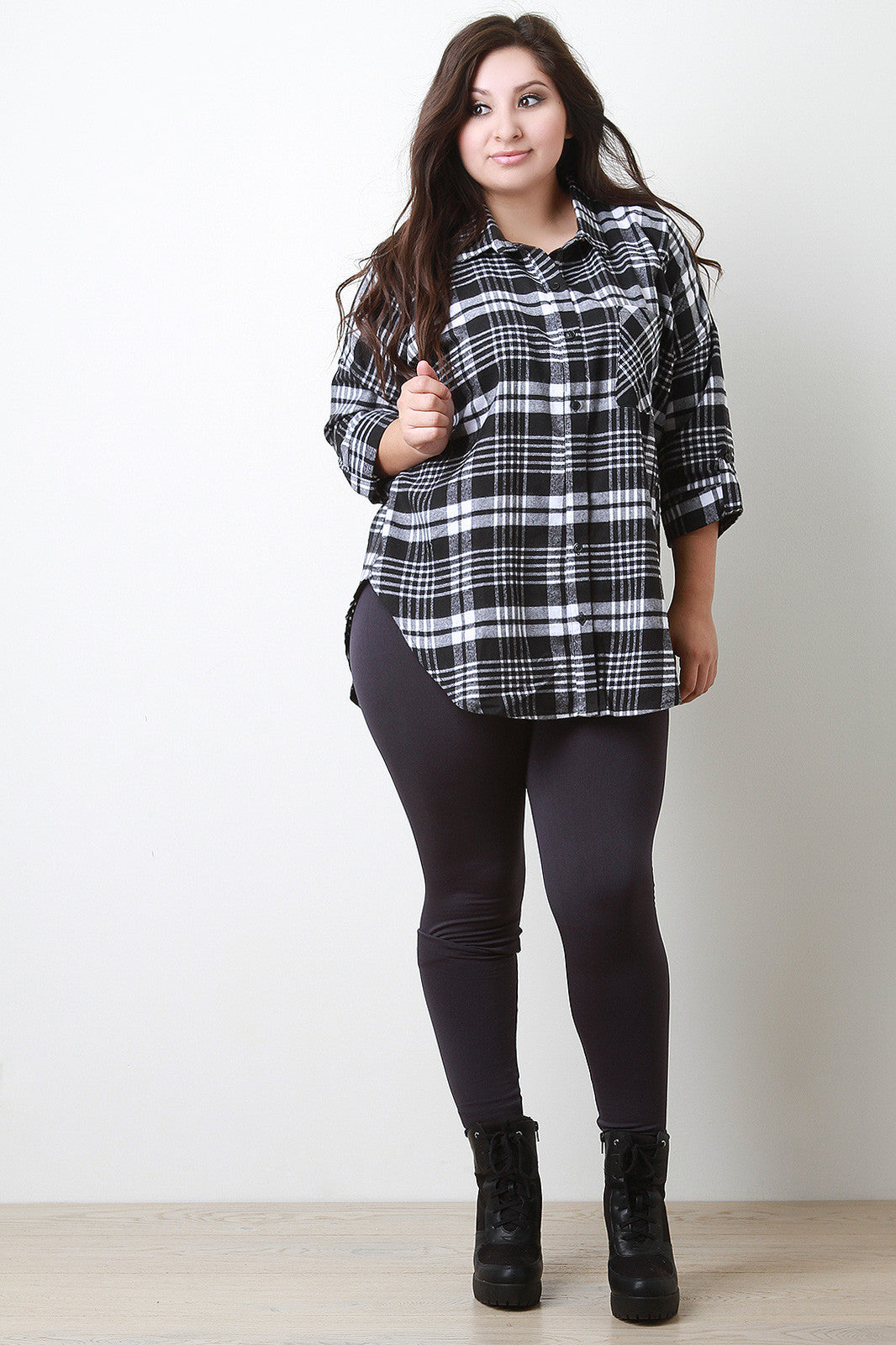 Quarter Sleeve Flannel Top