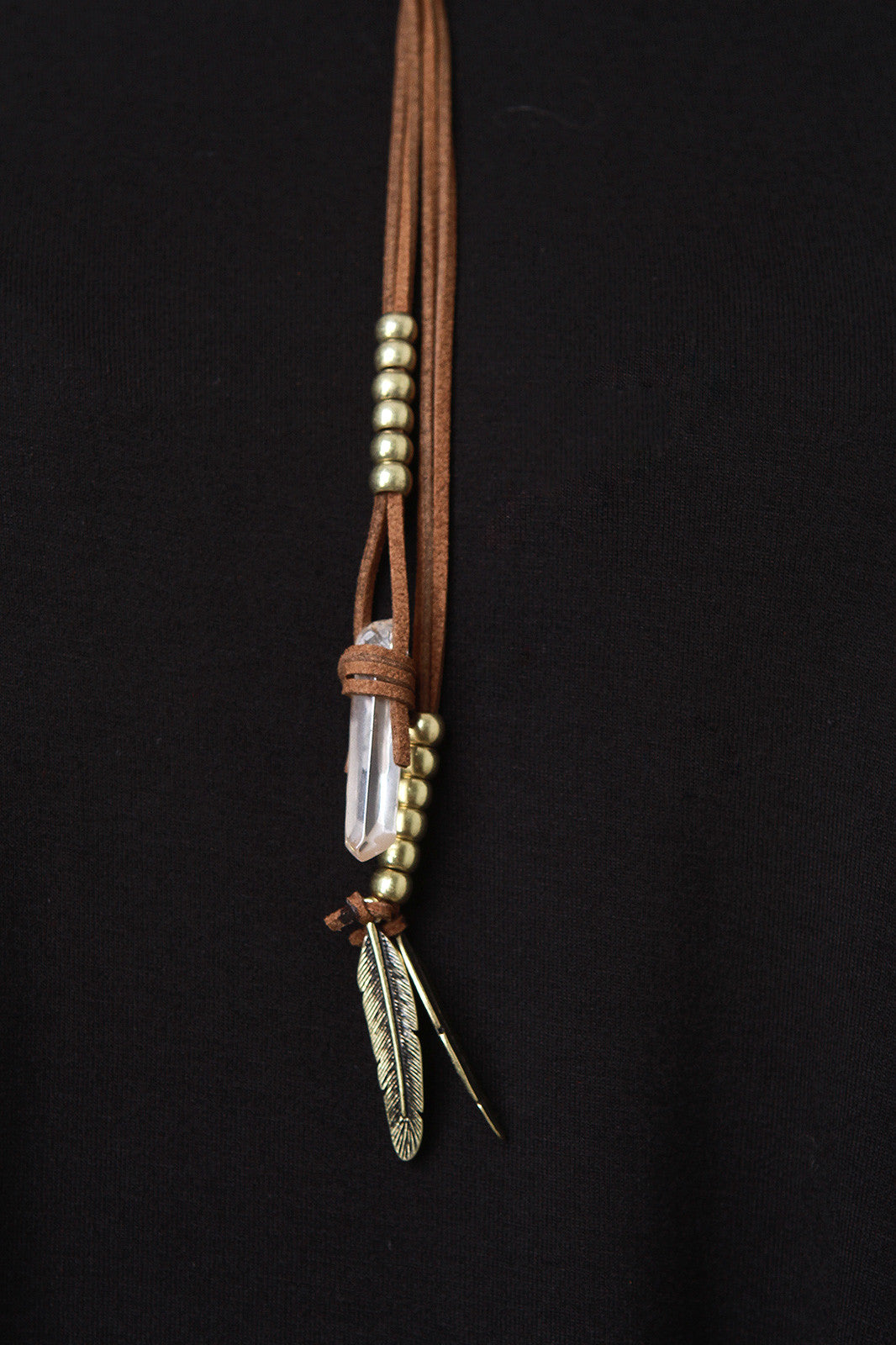 Choker Crystal Quartz Suede Necklace